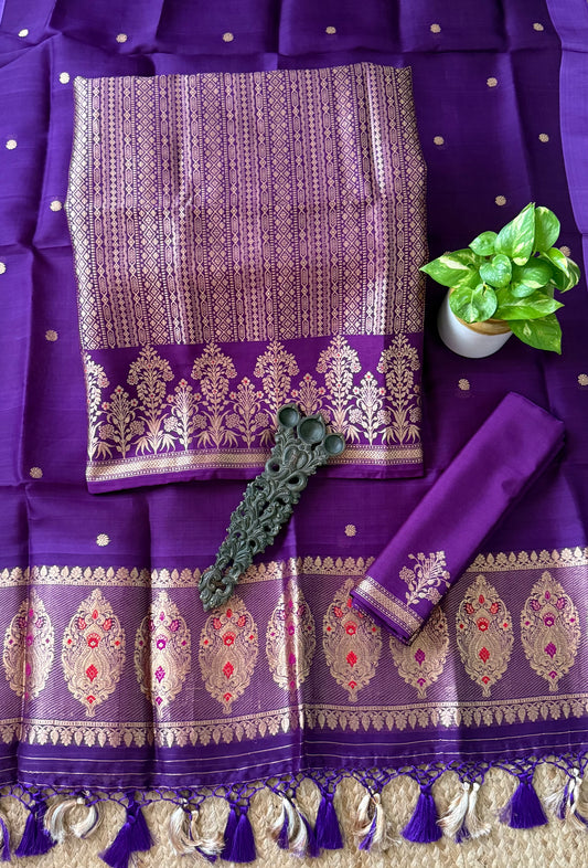 Plum Purple Shade Chibiya silk brocade kurta certified handloom banarsi kadwa booti with kora dupatta