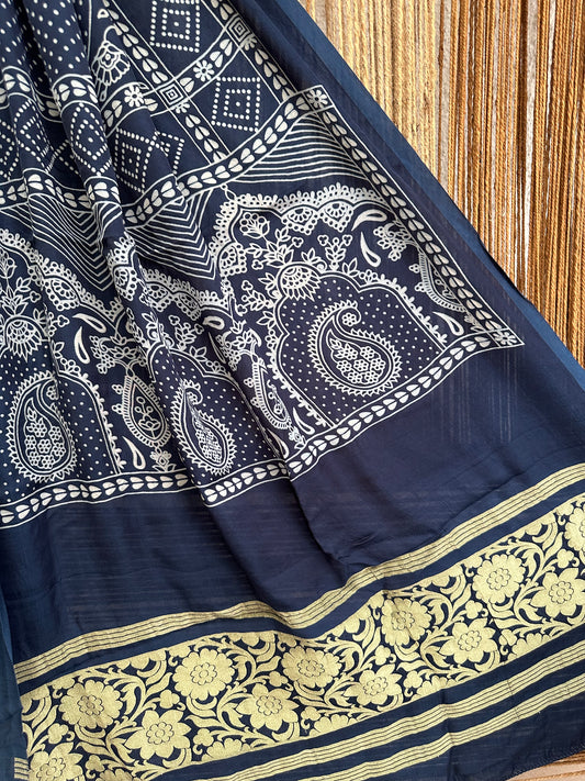 Blue Dani bandhani Print Modal Silk Dupatta