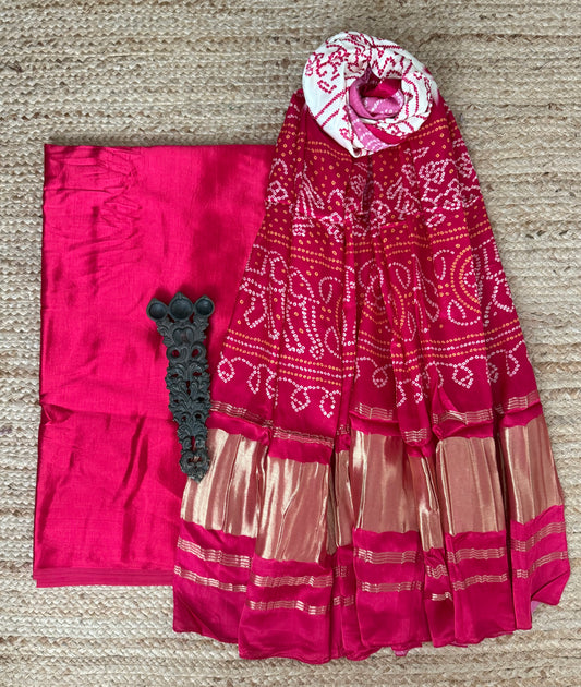 Pink patola mashru silk kurta with  patola pichwai handcrafted modalsilk dupatta