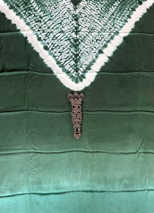 Green ombrã© modal  silk shibori kurta/kaftan material