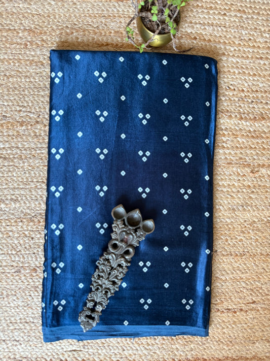 BLUE THREE DOTS MASHRU SILK FABRIC MSF- 16