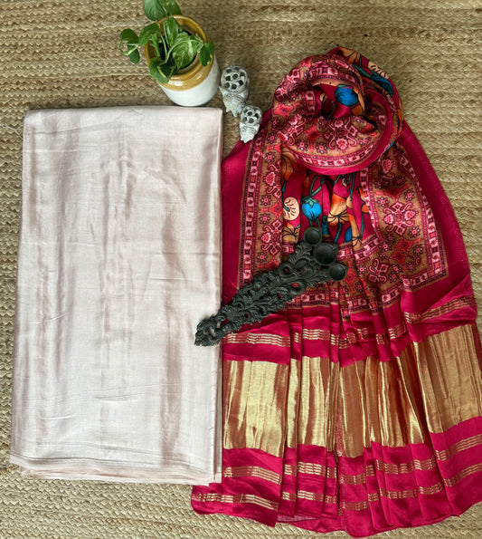 BLUSH PINK MASHRU SILK KURTA WITH  PATOLA PICHWAI HANDCRAFTED MODALSILK DUPATTA