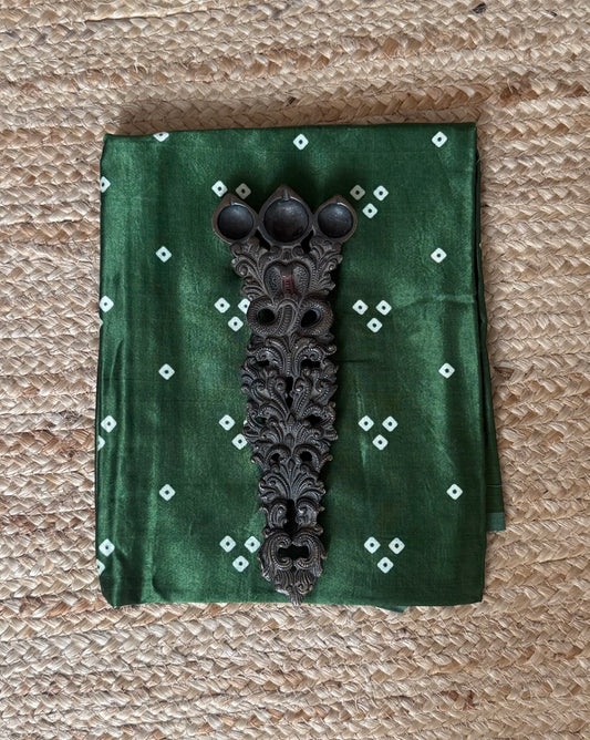 Green three dot mashru silk un stitched blouse piece