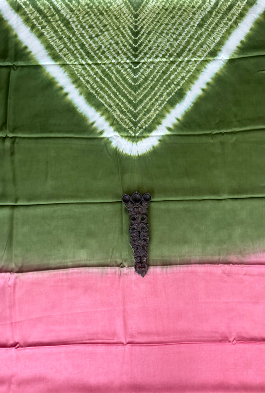 Glauque Green ombrã© modal  silk shibori kurta/kaftan material