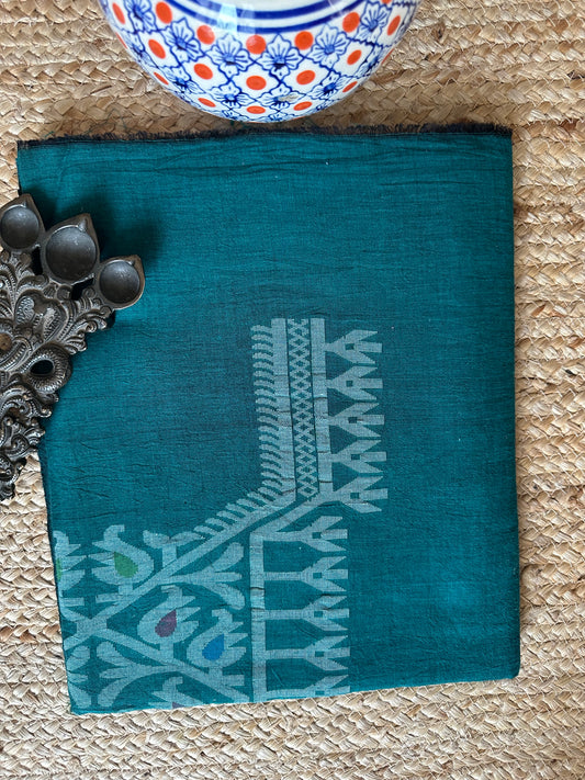TEAL BLUE MULL JAMDANI KURTA