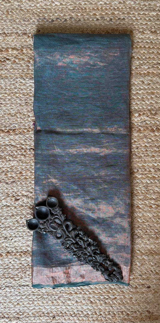 BLUE & GOLD METALLIC LINEN BLOUSE PIECE