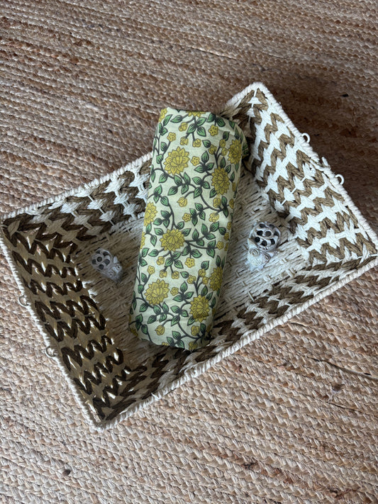 BEIGE GREEN AJRAKH COTTON HANDBLOCK KURTA FABRIC