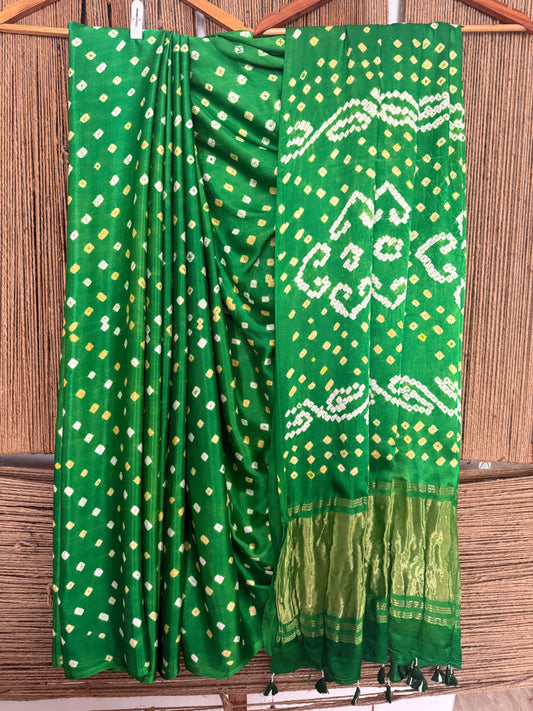NEON GREEN MODAL SILK BANDHANI SARI