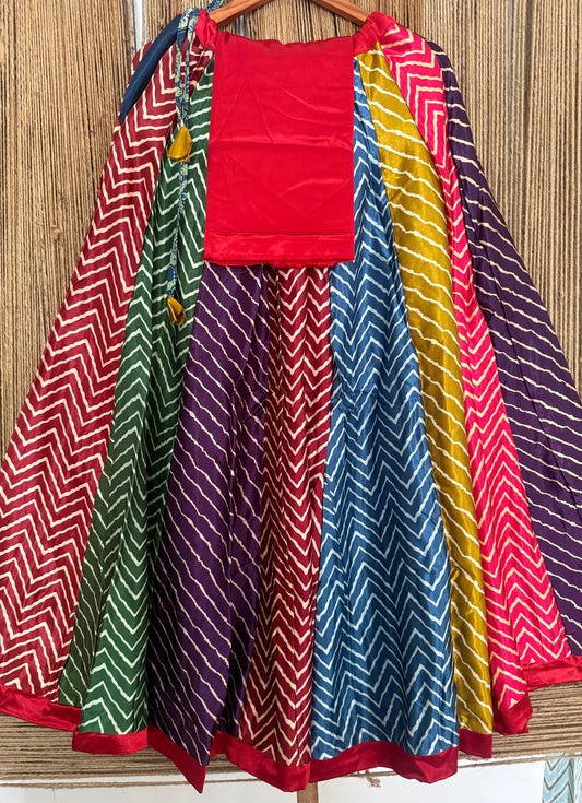 Mustard mashru silk blouse-with bandhani Patola patchwork  handcrafted mashru silk Skirt