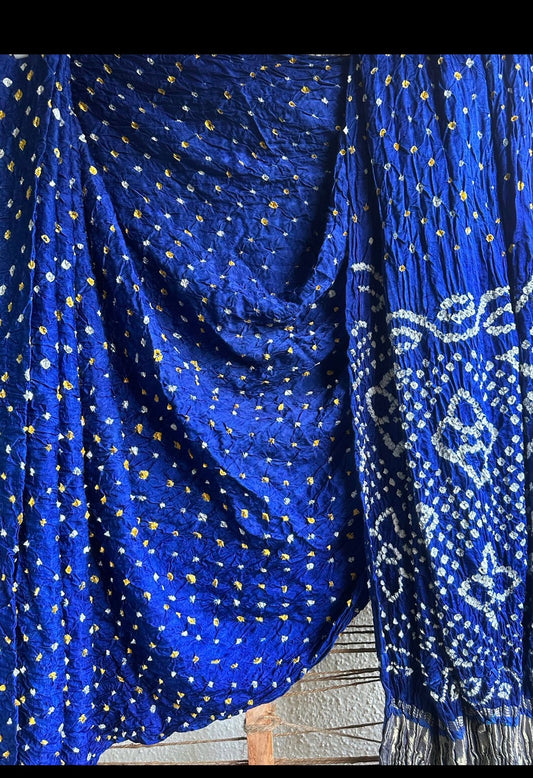 ROYAL BLUE MODAL SILK BANDHANI SARI