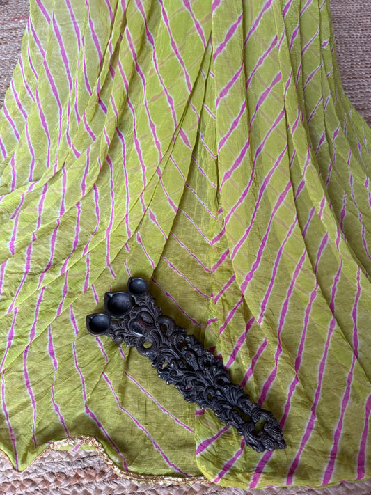 Geko Green chiffon leheriya dupatta