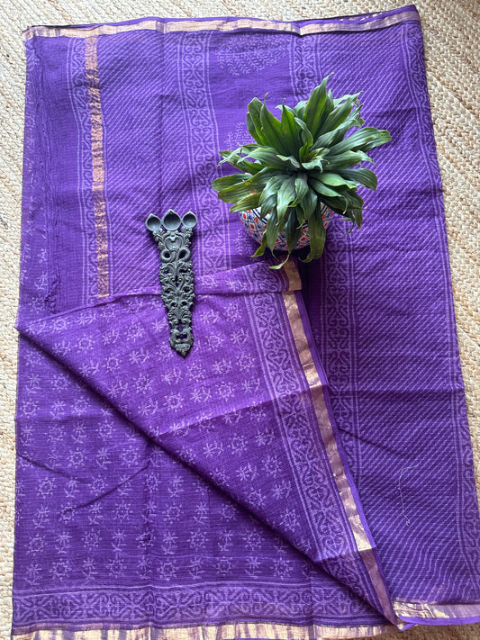 PURPLE KOTA DORIA HANDBLOCK SARI