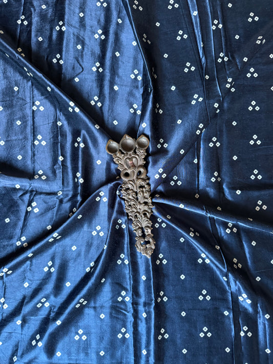 Blue three dot mashru silk un stitched blouse piece