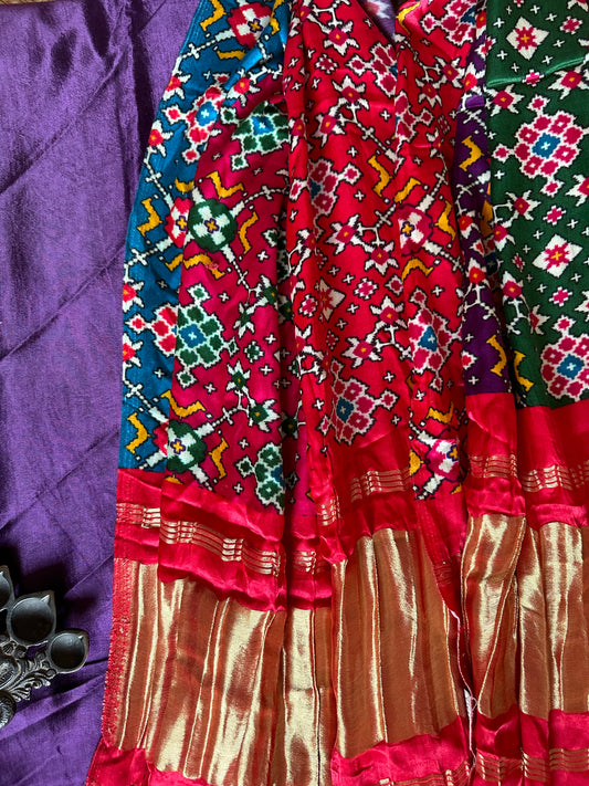 PURPLE MASHRU  SILK KURTA WITH PATOLA HANDCRAFTED MODAL SILK DUPATTAS