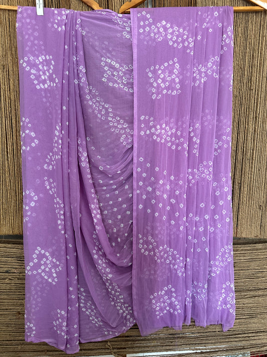 PLUM PURPLE BANDHANI HANDCRAFTED CHIFFON SARI CB-20