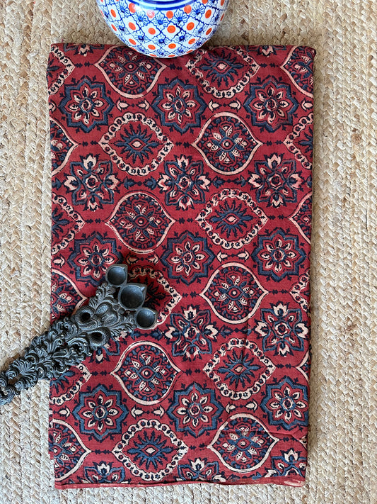 MAROON AJRAKH HANDCRAFTED NATURAL DYE PRINTED FABRIC  CF - 19