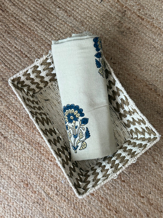 Beige ajrakh handcrafted natural dye printed fabric  cf - 10