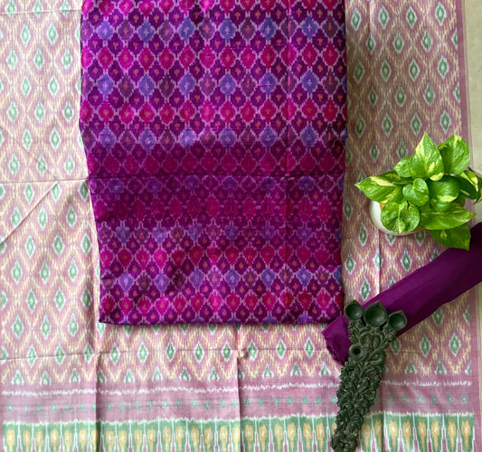 Purple raw silk ikkat hanwoven kurta with Bottom ikkat patola pure  silk handwoven dupatta