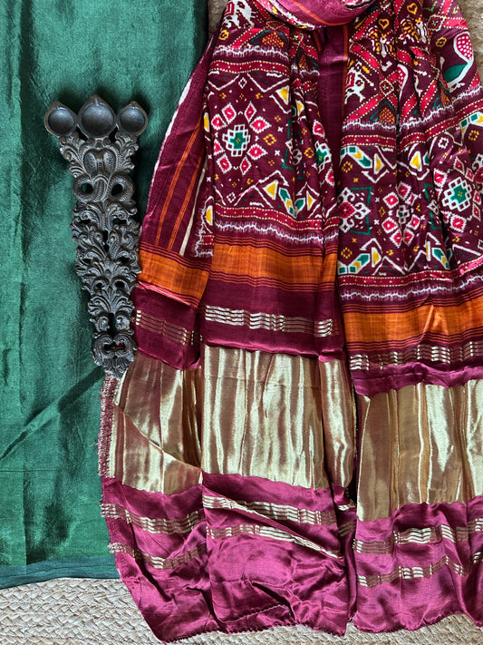 DARK GREEN SOLID MASHRU SILK KURTA WITH PATOLA HANDCRAFTED MODAL SILK DUPATTA PS-40