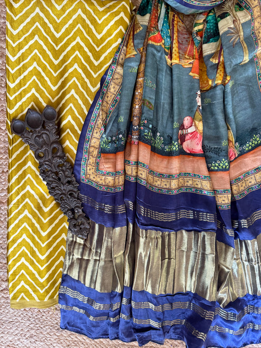 MUSTARD YELLOW MASHRU SILK KURTA WITH PATOLA HANDCRAFTED MODAL SILK DUPATTA PS-217