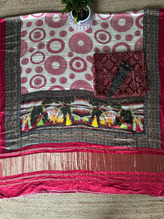 RED MASHRU SILK KURTA WITH PATOLA PRINT MODAL SILK DUPATTAS PS-10112