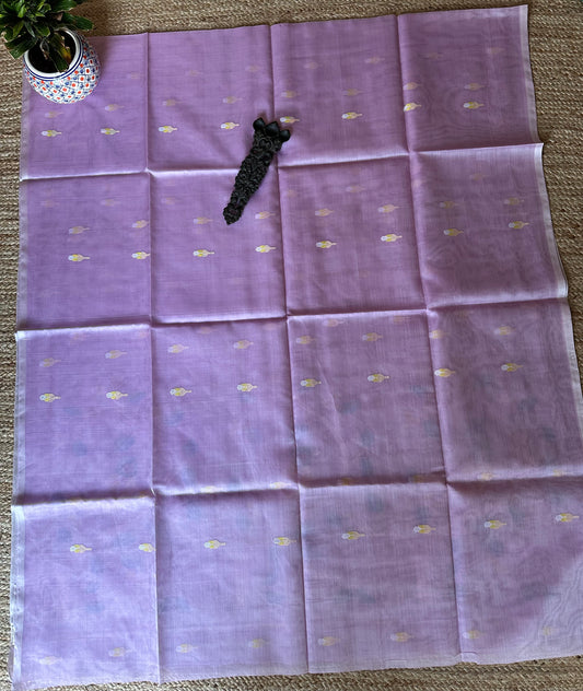 LIGHT PURPLE JAMDANI HANDWOVEN PURE MUSLIN SILK SARI