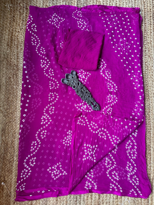 PURPLE BANDHANI HANDCRAFTED CHIFFON SARI