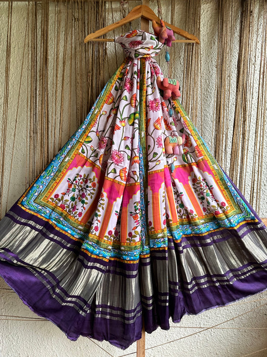 PURPLE PICHWAI  PRINT PATOLA MODAL SILK DUPATTA