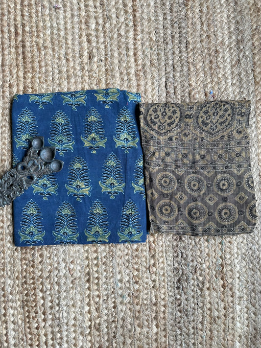 INDIGO AJRAKH HANDBLOCK KOTA  KURTA SET