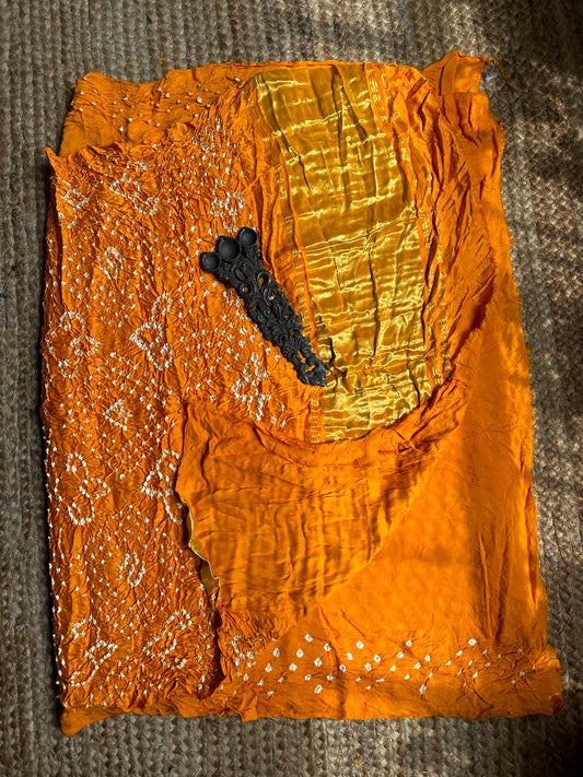 MUSTARD YELLOW MODAL SILK BANDHANI SARI