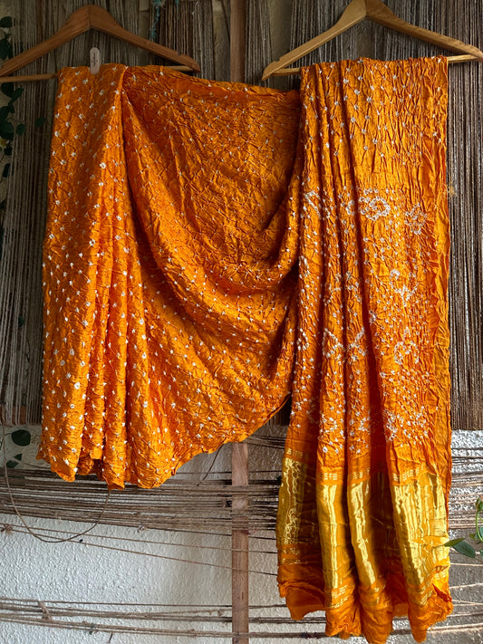 MUSTARD YELLOW MODAL SILK BANDHANI SARI