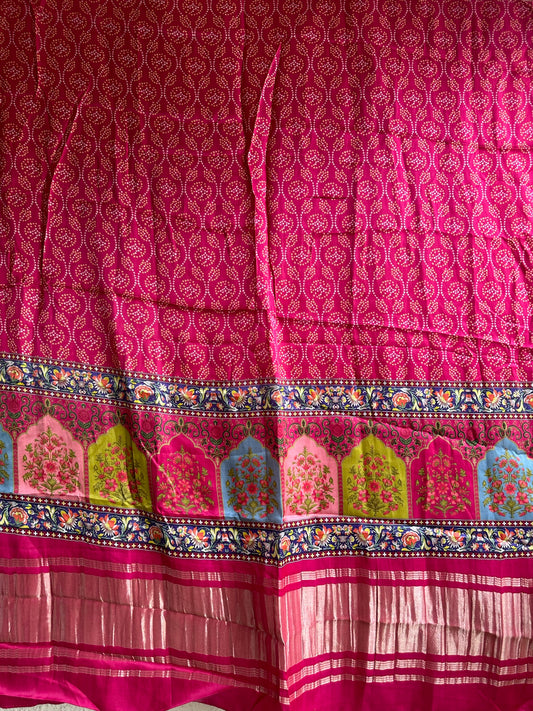 PINK BANDHANI  PRINT PATOLA MODAL SILK DUPATTA