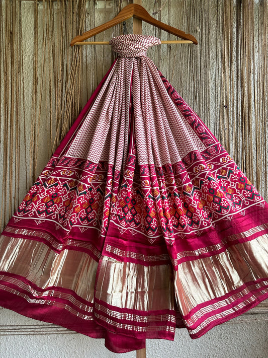 MAROON WHITE PATOLA MODAL SILK DUPATTA