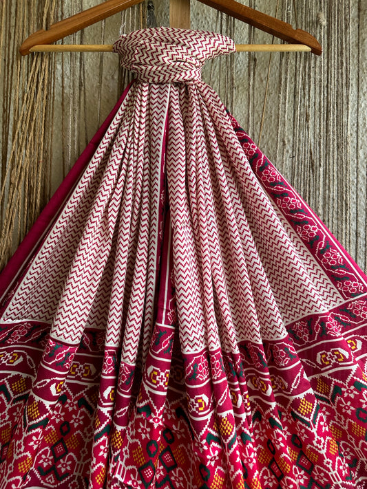 MAROON WHITE PATOLA MODAL SILK DUPATTA