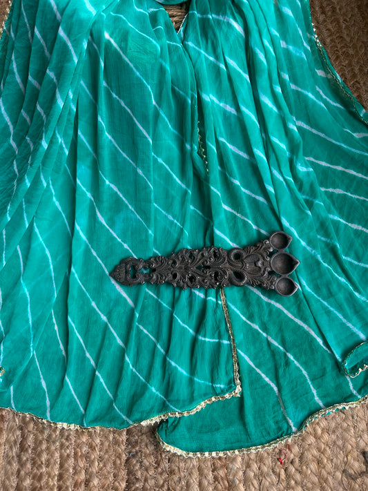 SEA GREEN CHIFFON LEHERIYA DUPATTA