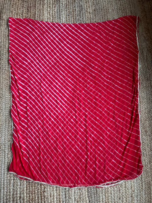 RED CHIFFON LEHERIYA DUPATTA