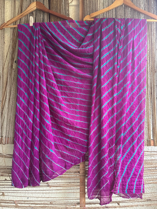 PURPLE  MULTI LEHERIYA HANDCRAFTEDCHIFFON SARI CL- 50