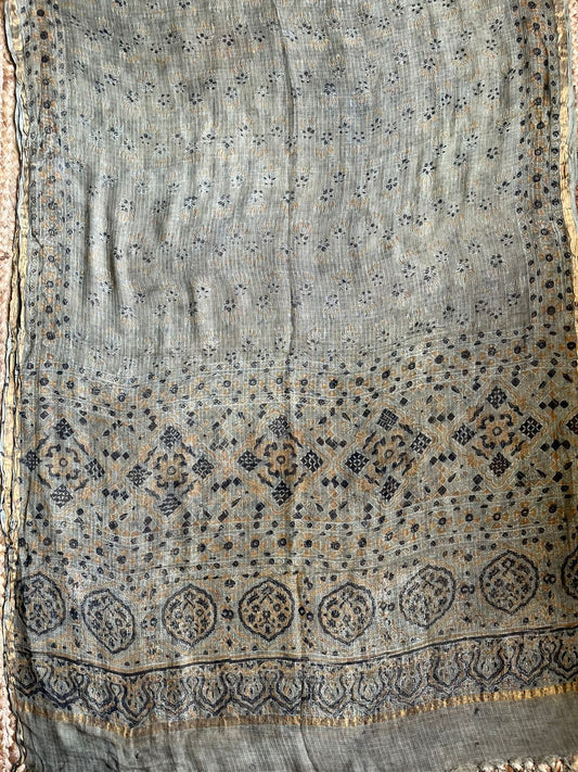 CELADON GREEN KOTA AJRAK HANDCRAFTED DUPATTA