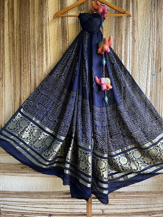 ROYAL BLUE BANDHANI  PATOLA MODAL SILK DUPATTA