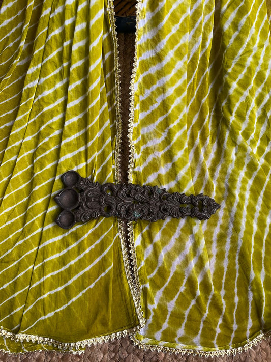 Lime green chiffon leheriya dupatta