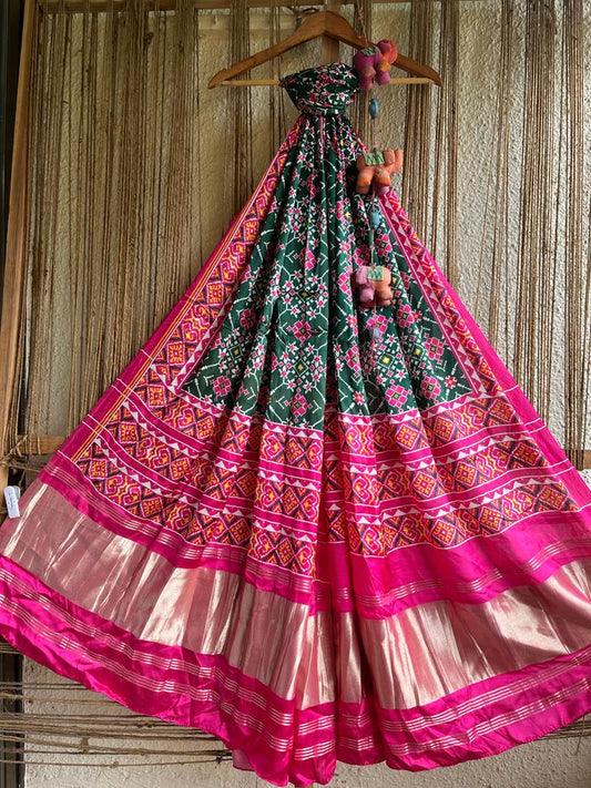 PINK GREEN PATOLA MODAL SILK DUPATTA
