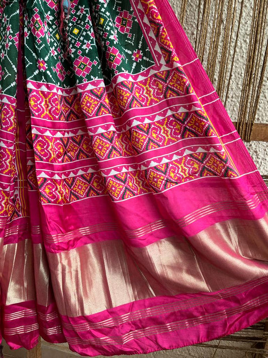 PINK GREEN PATOLA MODAL SILK DUPATTA