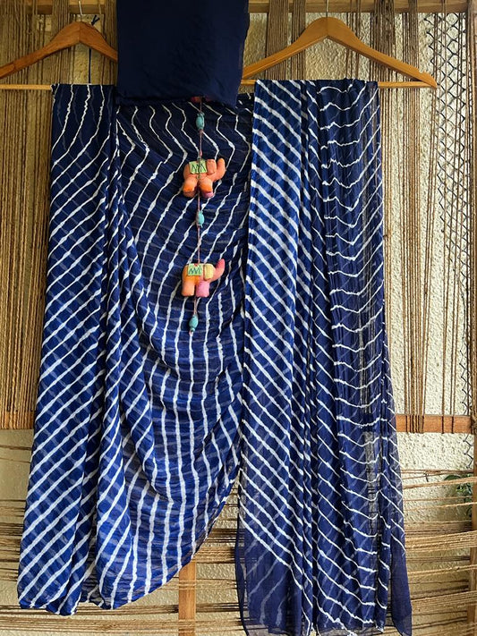 DARK BLUE  HANDCRAFTED CHIFFON SARI CL -94