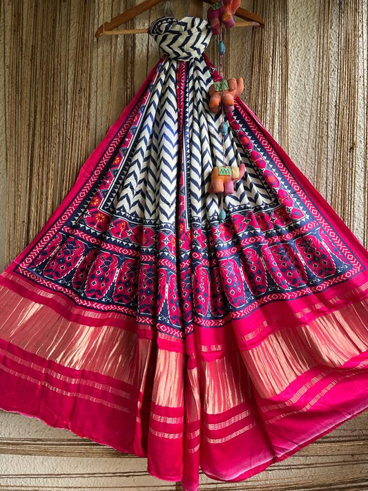 PINK MULTICOLOR PATOLA MODAL SILK DUPATTA