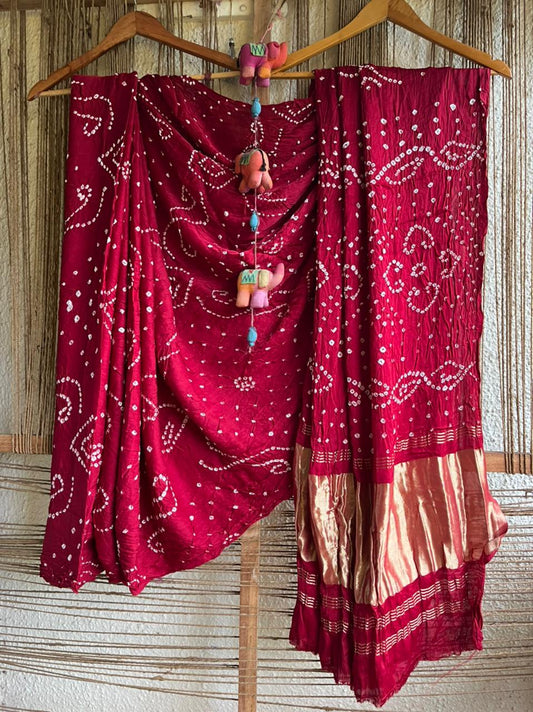 MAROON  MODAL SILK BANDHANI  SARI