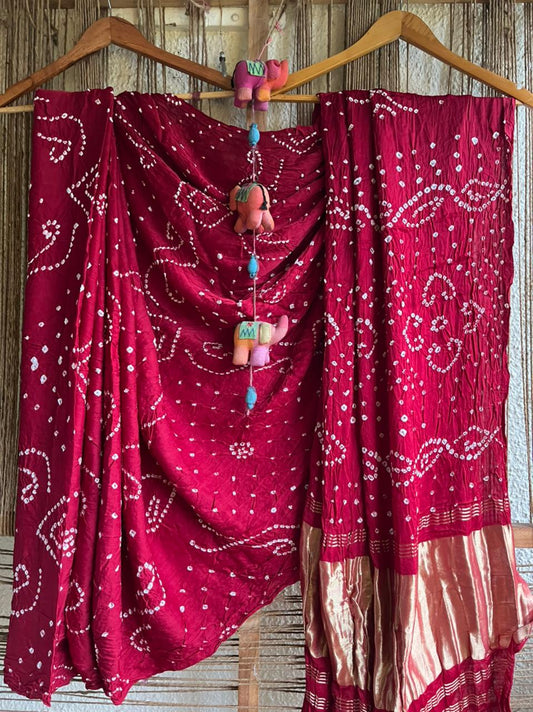 MAROON  MODAL SILK BANDHANI  SARI