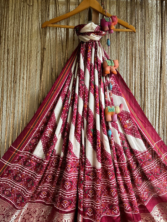 MAROON AND WHITE MODAL SILK DUPATTA