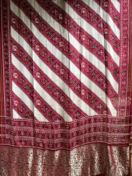 MAROON AND WHITE MODAL SILK DUPATTA