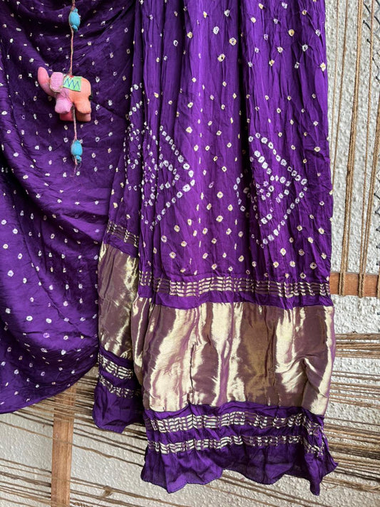 VIOLET PURPLE MODAL SILK BANDHANI SARI