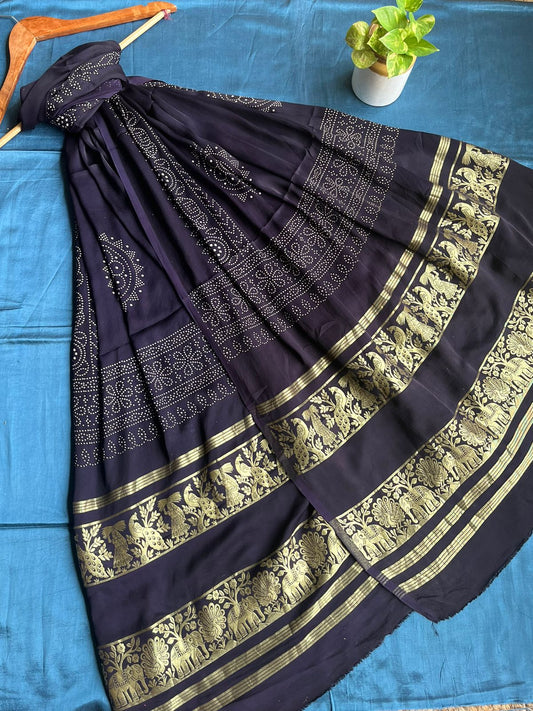 BLUE MASHRU KURTA WITH PATOLA MODAL SILK  DUPATTA